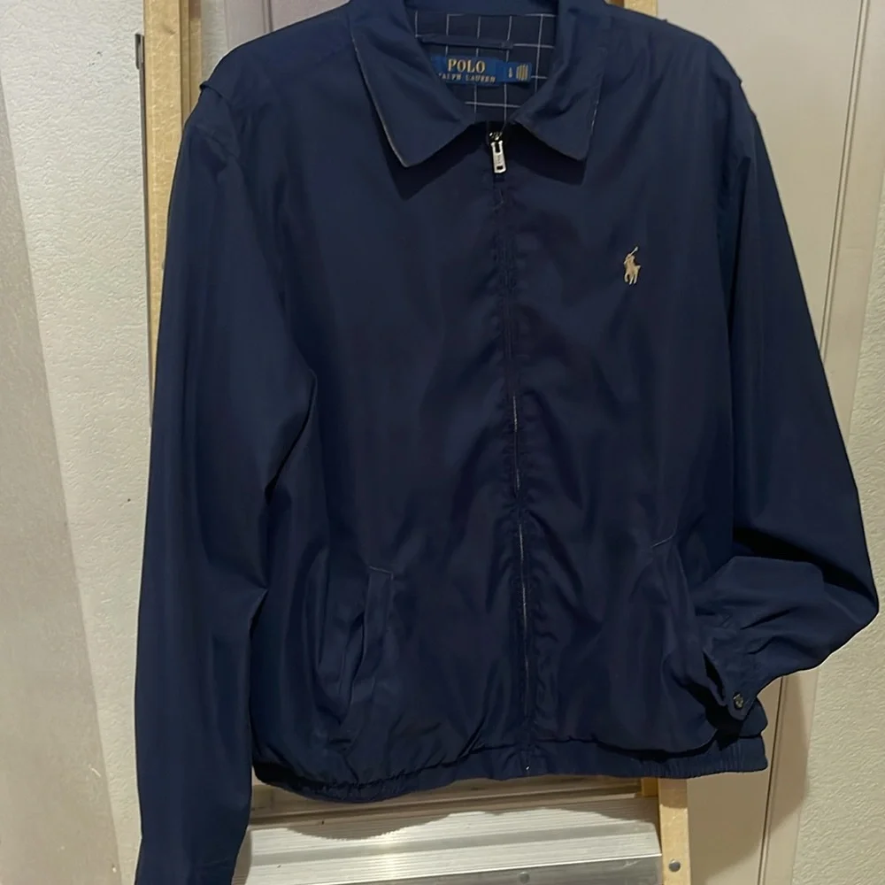 Polo Ralph Lauren Navy Harrington Plaid Lined Full Zip Jacket in Size L - Picture 2 of 15